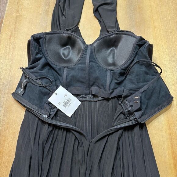 Brandon Maxwell Off Shoulder Pleated Formal Gown Draped Shoulders Black Tie - Picture 10 of 16